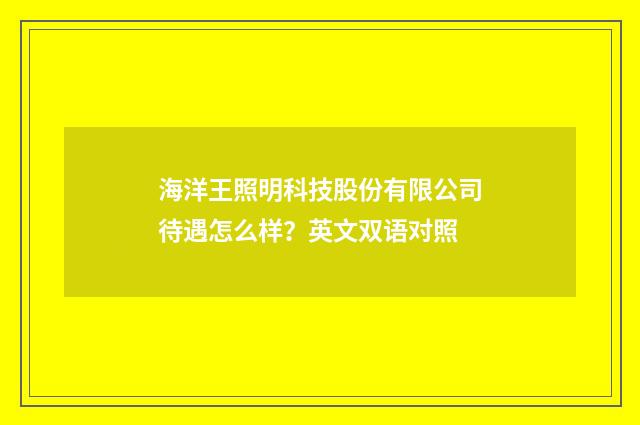 海洋王照明科技股份有限公司待遇怎么样?英文双语对照