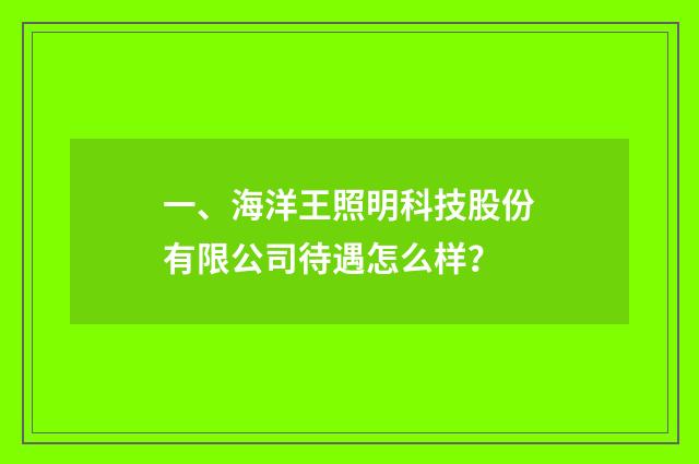 一、海洋王照明科技股份有限公司待遇怎么样？