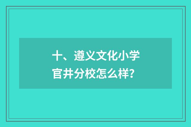 十、遵义文化小学官井分校怎么样？