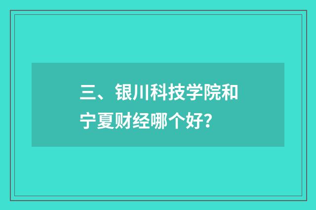 三、银川科技学院和宁夏财经哪个好？