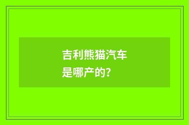 吉利熊猫汽车是哪产的?