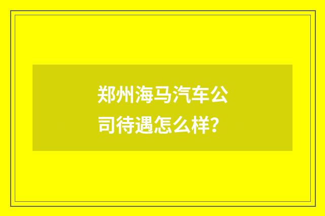 郑州海马汽车公司待遇怎么样?