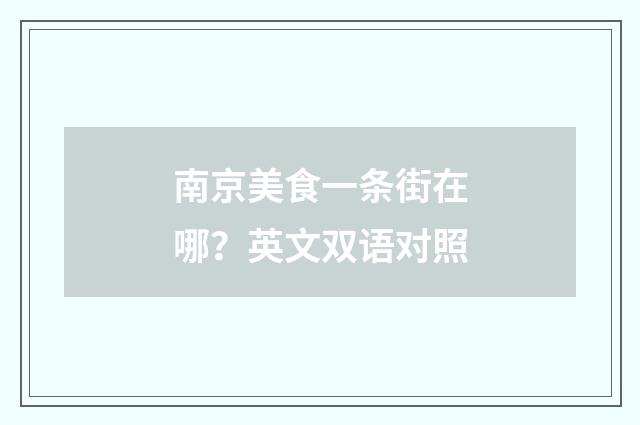 南京美食一条街在哪?英文双语对照
