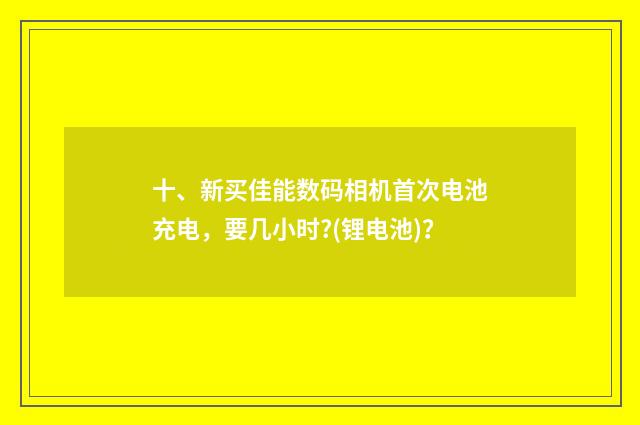 十、新买佳能数码相机首次电池充电,要几小时?(锂电池)?