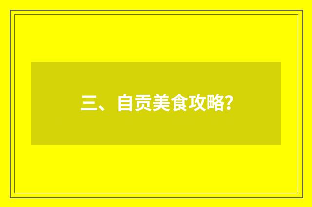 三、自贡美食攻略？
