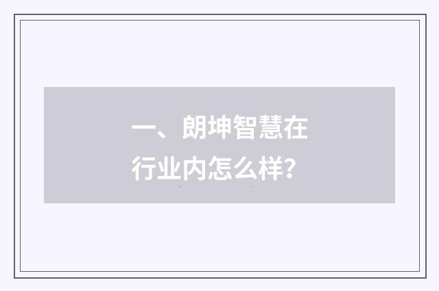 一、朗坤智慧在行业内怎么样?