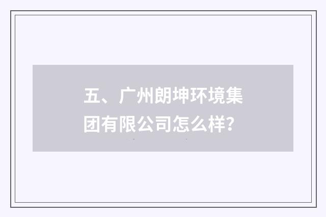 五、广州朗坤环境集团有限公司怎么样?