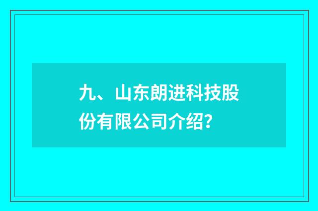 九、山东朗进科技股份有限公司介绍?