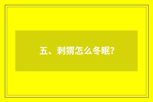 五、刺猬怎么冬眠?