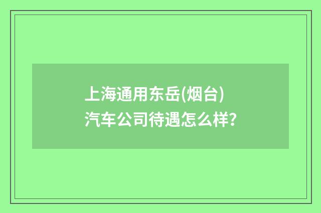 上海通用东岳(烟台)汽车公司待遇怎么样?