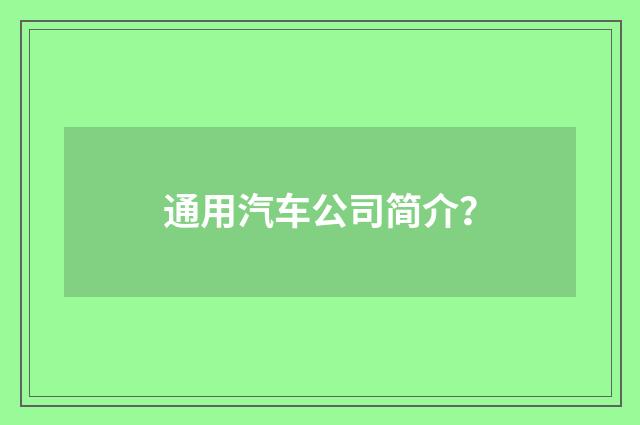 通用汽车公司简介?