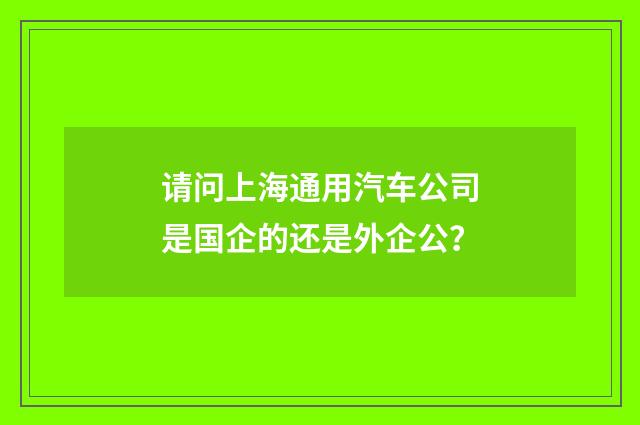 请问上海通用汽车公司是国企的还是外企公？