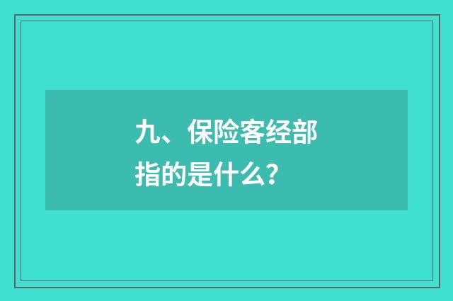 九、保险客经部指的是什么？