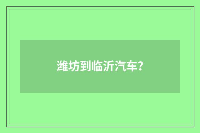 潍坊到临沂汽车？