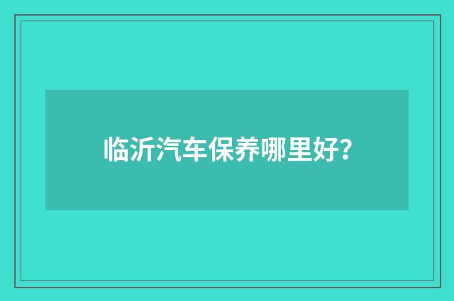 临沂汽车保养哪里好?