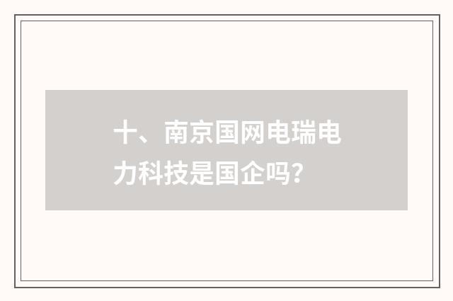 十、南京国网电瑞电力科技是国企吗?