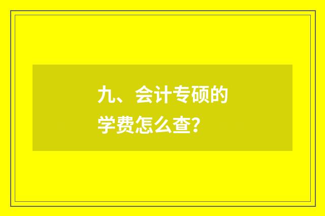 九、会计专硕的学费怎么查？