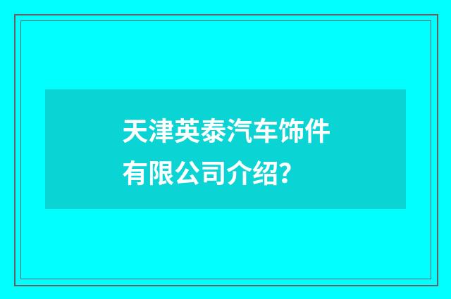 天津英泰汽车饰件有限公司介绍?