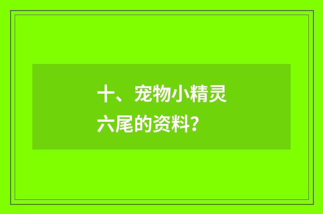 十、宠物小精灵六尾的资料?