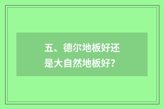 五、德尔地板好还是大自然地板好?