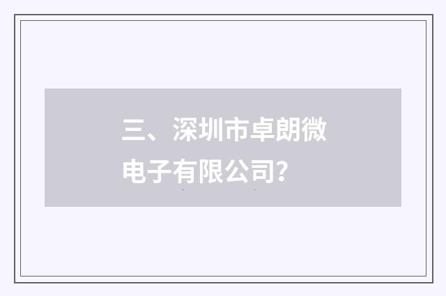 三、深圳市卓朗微电子有限公司?