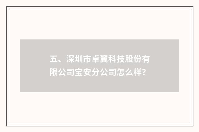 五、深圳市卓翼科技股份有限公司宝安分公司怎么样?