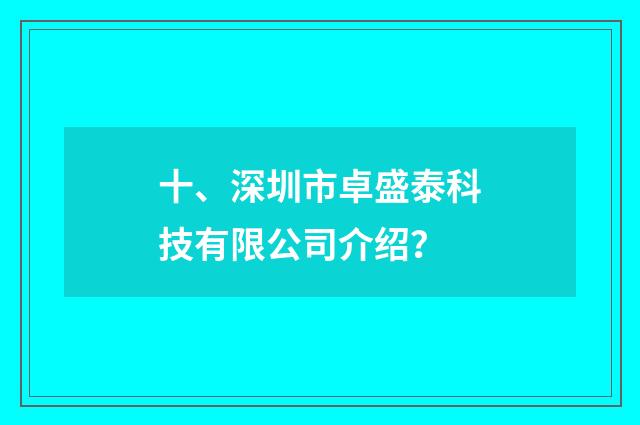 十、深圳市卓盛泰科技有限公司介绍?