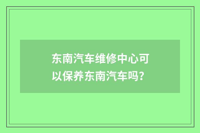 东南汽车维修中心可以保养东南汽车吗?