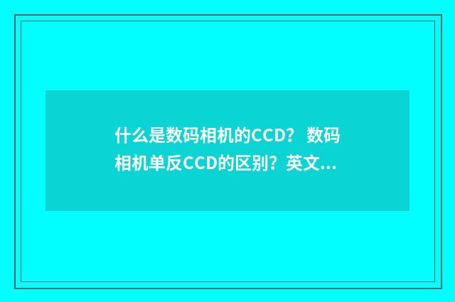 什么是数码相机的CCD？ 数码相机单反CCD的区别？英文双语对照