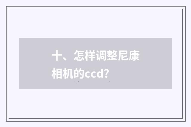 十、怎样调整尼康相机的ccd?