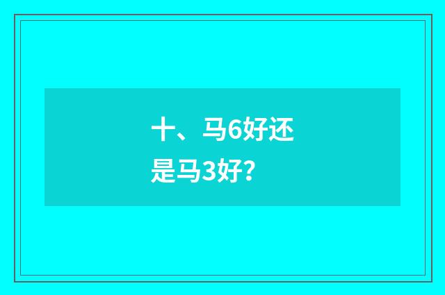 十、马6好还是马3好?