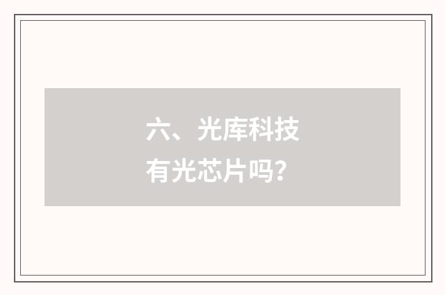 六、光库科技有光芯片吗？