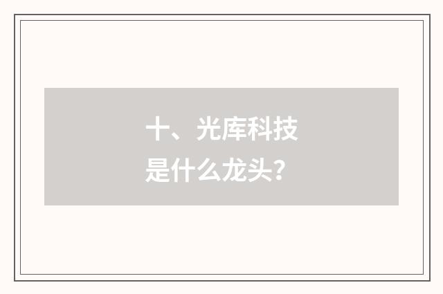十、光库科技是什么龙头？