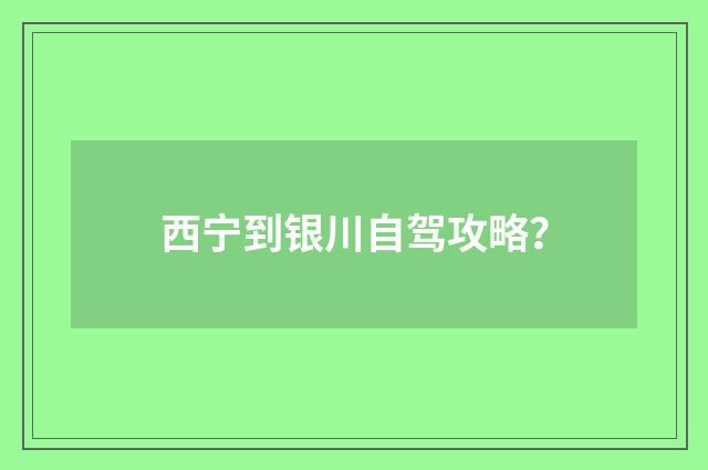 西宁到银川自驾攻略？