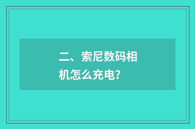 二、索尼数码相机怎么充电?