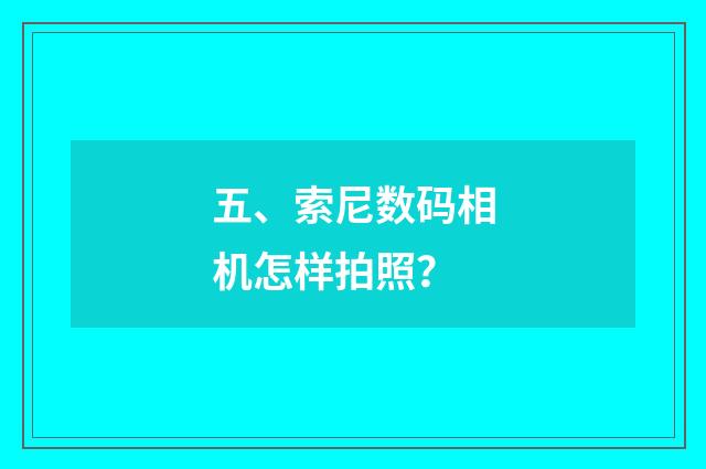 五、索尼数码相机怎样拍照?