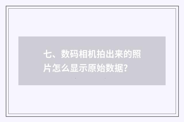 七、数码相机拍出来的照片怎么显示原始数据？