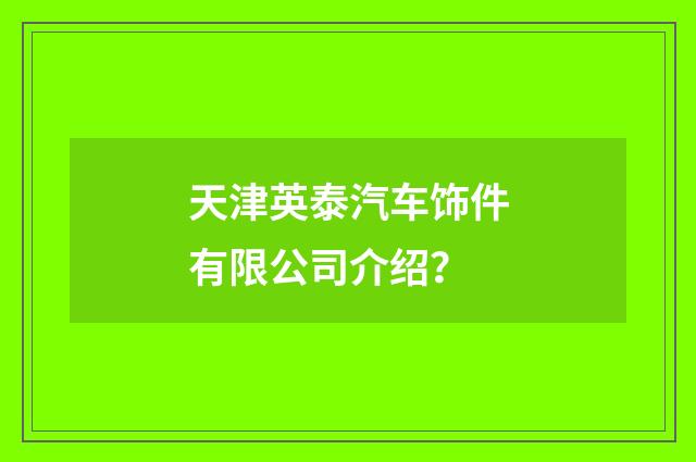 天津英泰汽车饰件有限公司介绍？