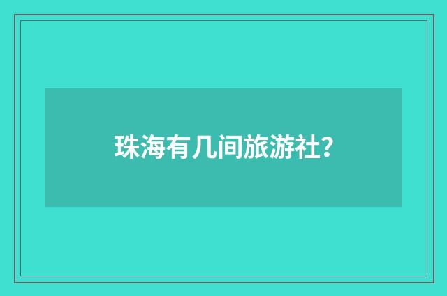 珠海有几间旅游社?