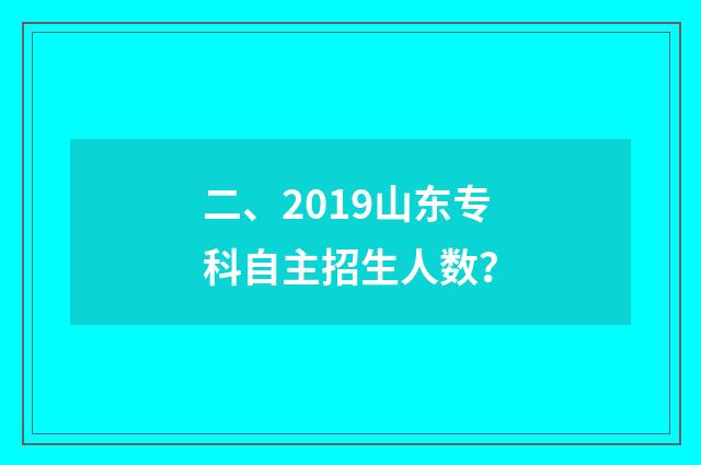 二、2019山东专科自主招生人数？