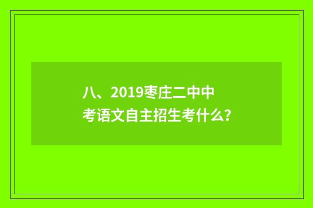 八、2019枣庄二中中考语文自主招生考什么?