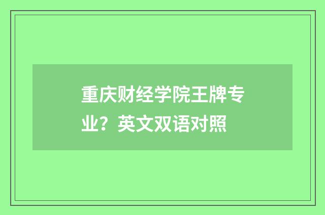 重庆财经学院王牌专业?英文双语对照