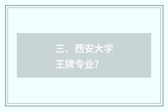 三、西安大学王牌专业?
