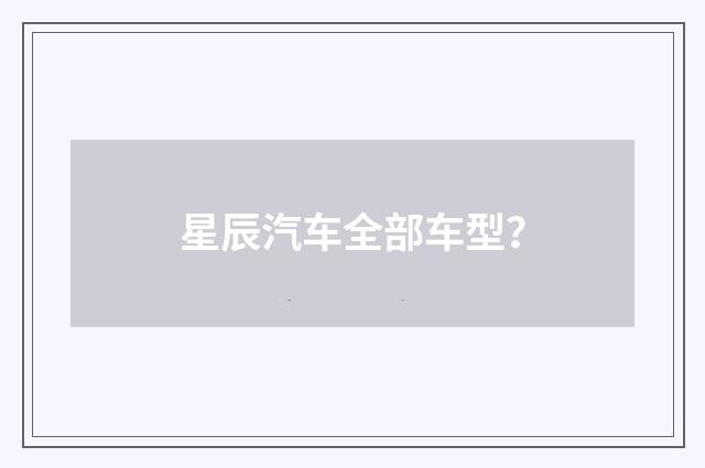 星辰汽车全部车型?
