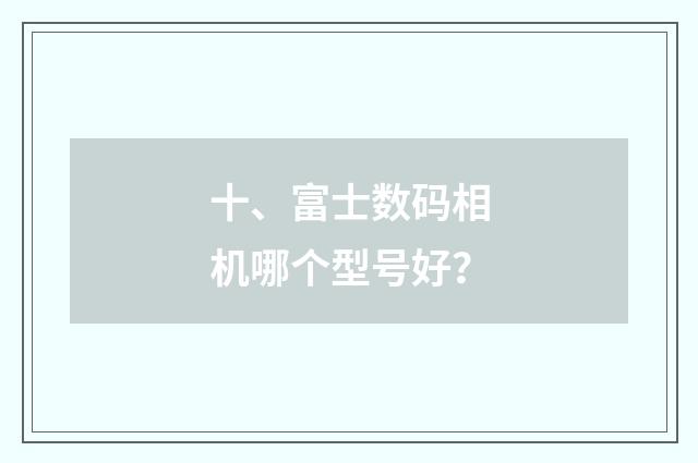 十、富士数码相机哪个型号好?