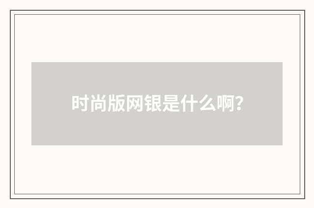 时尚版网银是什么啊?