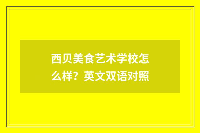 西贝美食艺术学校怎么样?英文双语对照