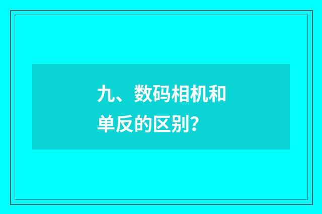 九、数码相机和单反的区别？