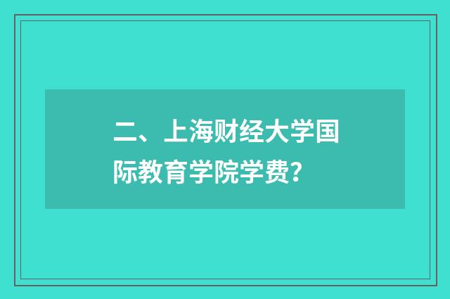 二、上海财经大学国际教育学院学费？
