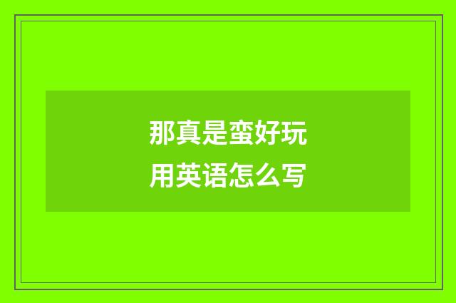 那真是蛮好玩用英语怎么写